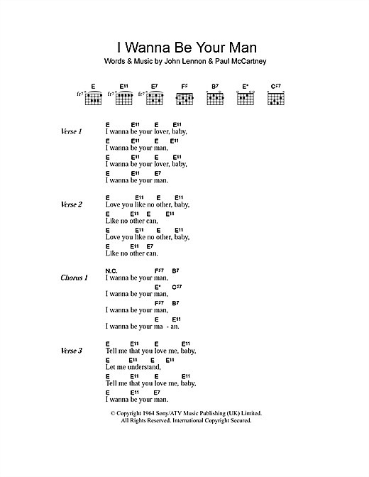 The Beatles I Wanna Be Your Man Sheet Music Notes Chords Download Rock Notes Lyrics Chords Pdf Print