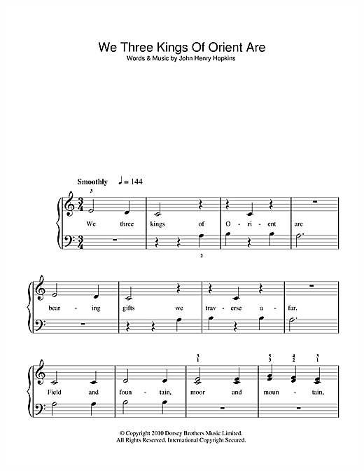 Christmas Carol We Three Kings Of Orient Are Sheet Music Notes Chords Download Christmas Notes 5 Finger Piano Pdf Print