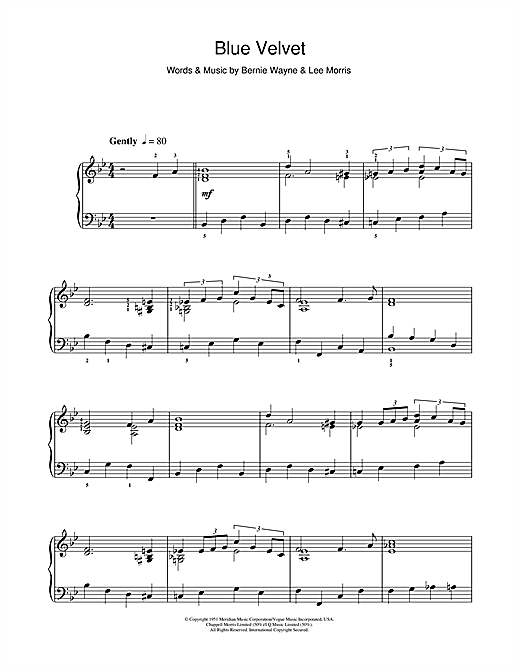 Preview Tony Bennett Blue Velvet Film and TV sheet music, notes and chords for Piano, SKU: 104795 sheet music, piano notes, chords, guitar tabs, score, transpose, transcribe, how to play, guide, download, learn, tutorial, progression, song, artist, awards, billboard, mtv, vh1, tour, single, album, release
