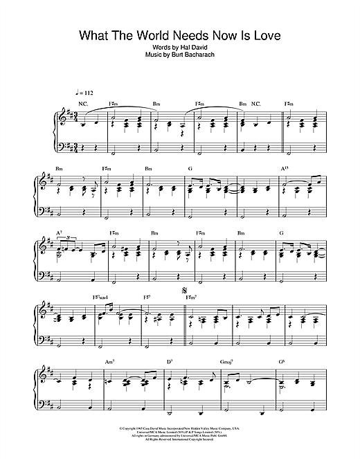 Music Sheet What The World Needs Now Is Love Sheet Music