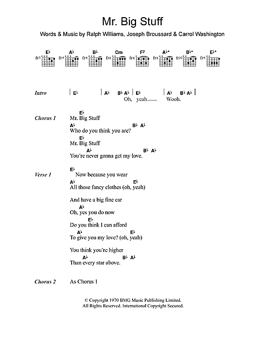 Jean Knight Mr Big Stuff Sheet Music Notes Chords Download Soul Notes Lyrics Chords Pdf Print