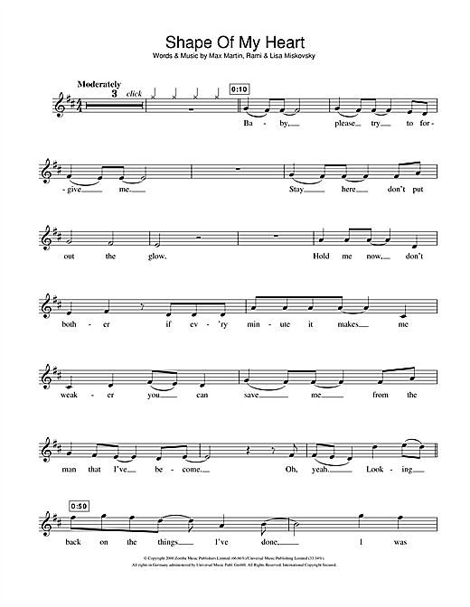 Backstreet Boys Shape Of My Heart Sheet Music Notes Chords