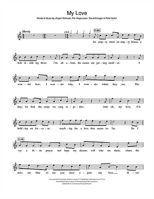 Westlife My Love Sheet Music Notes Chords Download Pop Notes