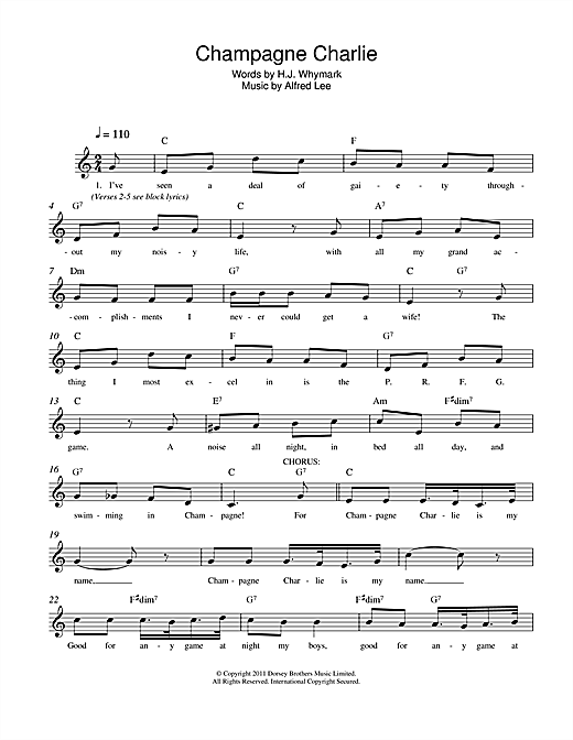 Preview Alfred Lee Champagne Charlie Classics sheet music, notes and chords for Melody Line, Lyrics & Chords, SKU: 108252 sheet music, piano notes, chords, guitar tabs, score, transpose, transcribe, how to play, guide, download, learn, tutorial, progression, song, artist, awards, billboard, mtv, vh1, tour, single, album, release
