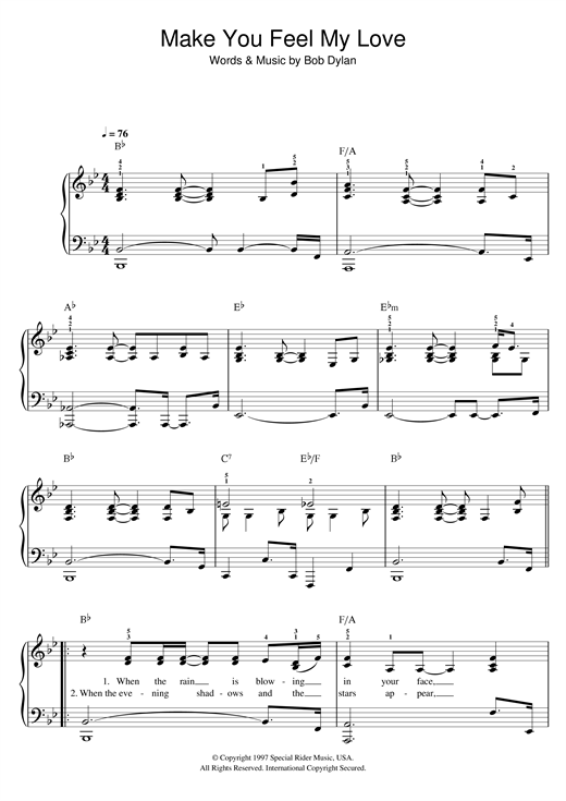 Adele Make You Feel My Love Sheet Music Notes Chords Download