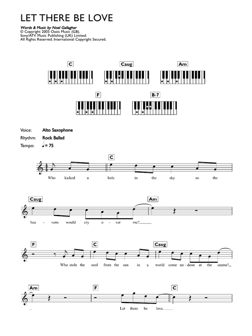 Oasis Let There Be Love Sheet Music Notes Chords Download Rock