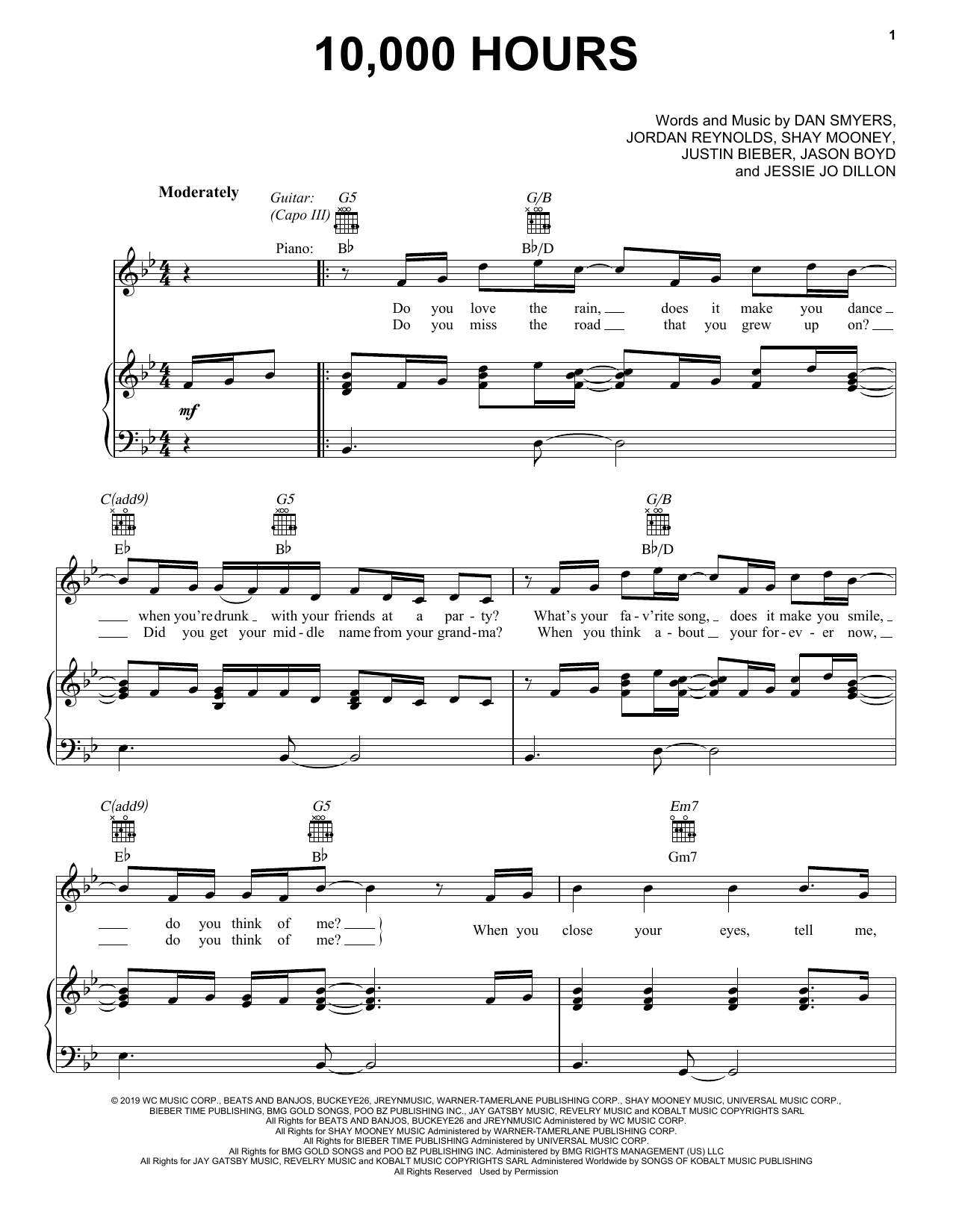 Preview Dan + Shay & Justin Bieber 10,000 Hours Pop sheet music, notes and chords for Easy Guitar Tab, SKU: 443780 sheet music, piano notes, chords, guitar tabs, score, transpose, transcribe, how to play, guide, download, learn, tutorial, progression, song, artist, awards, billboard, mtv, vh1, tour, single, album, release