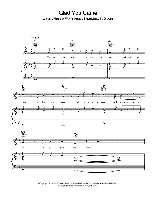 The Wanted Glad You Came Sheet Music Notes Chords Download Pop Notes Piano Vocal Guitar Right Hand Melody Pdf Print 110198