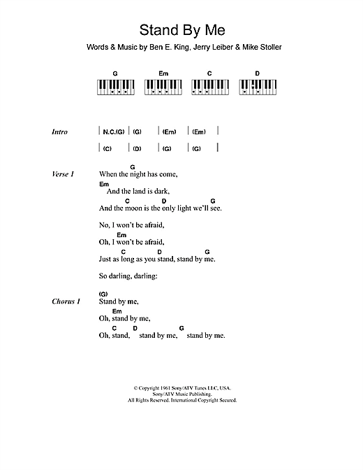 Ben E King Stand By Me Sheet Music Notes Chords Download Soul Notes Lyrics Piano Chords Pdf Print 110218