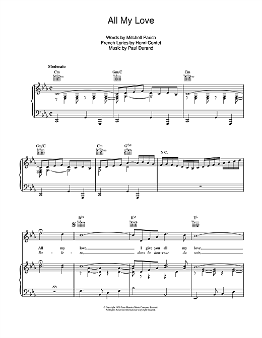 Patti Page All My Love Sheet Music Notes Chords Download Easy