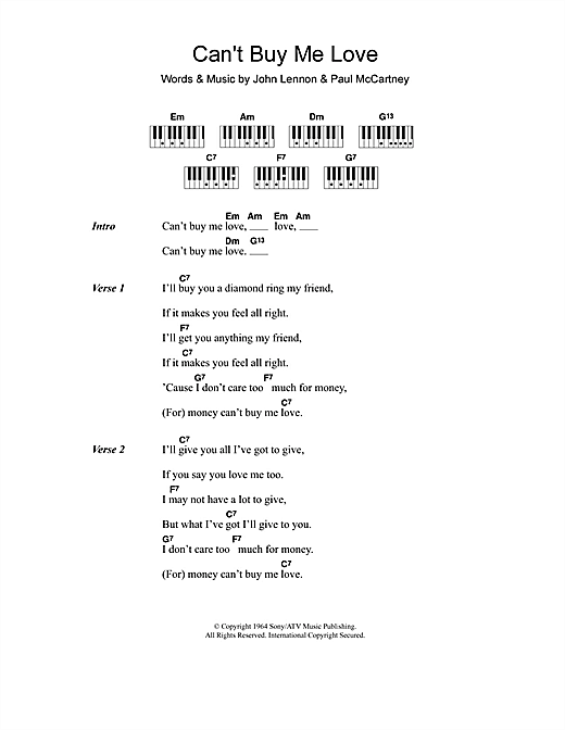 The Beatles Can T Buy Me Love Sheet Music Notes Chords Download Rock Notes Lyrics Piano Chords Pdf Print 110658