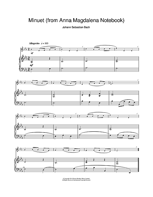 Bach Minuet In G Major Piano Sheet Music Pdf