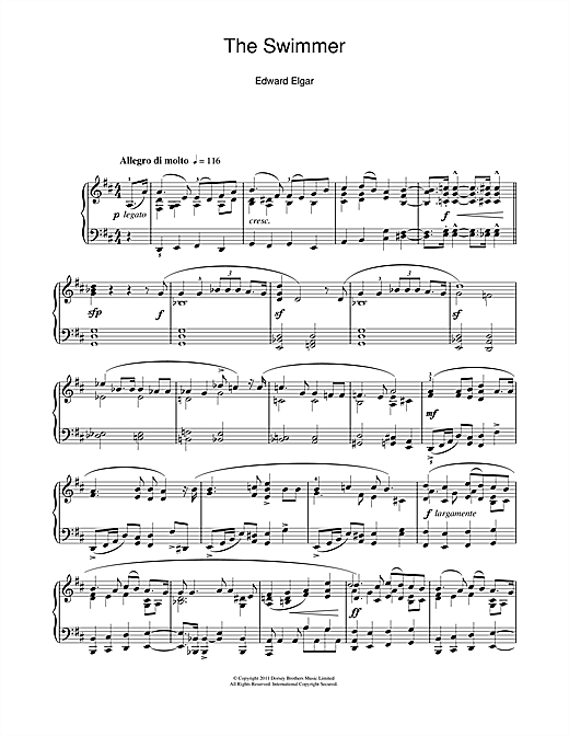 Preview Edward Elgar The Swimmer (Sea Pictures Op. 37 No. 5) Classical sheet music, notes and chords for Piano, SKU: 111232 sheet music, piano notes, chords, guitar tabs, score, transpose, transcribe, how to play, guide, download, learn, tutorial, progression, song, artist, awards, billboard, mtv, vh1, tour, single, album, release
