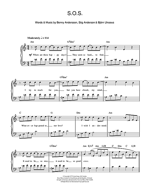 Abba S O S Sheet Music Notes Chords Download Pop Notes Piano Vocal Pdf Print 111242 Chordify is your #1 platform for chords. music notes room