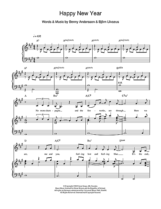 Abba Happy New Year Sheet Music Notes Chords Download Pop Notes Piano Vocal Guitar Right Hand Melody Pdf Print 111353
