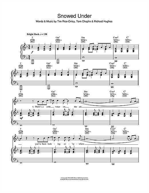 Keane Snowed Under Sheet Music Notes Chords Download Rock Notes