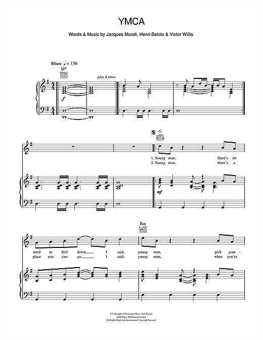 Village People Y M C A Sheet Music Download Pdf Score 111648