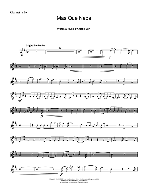 Jorge Ben Mas Que Nada Say No More Sheet Music Notes Chords