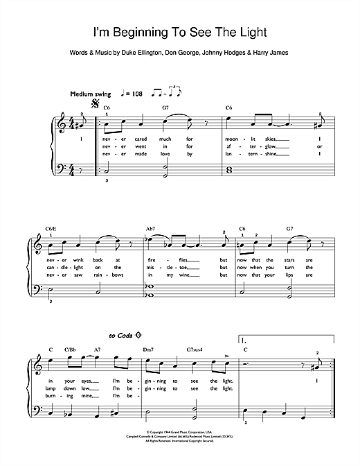 Frank Sinatra I M Beginning To See The Light Sheet Music Download Pdf Score 111784