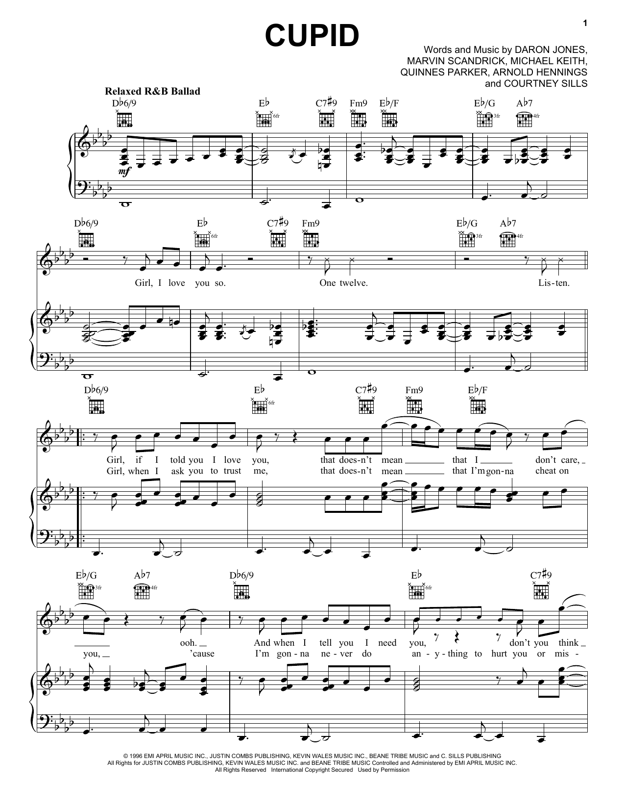 Preview 112 Cupid Pop sheet music, notes and chords for Piano, Vocal & Guitar (Right-Hand Melody), SKU: 185142 Cupid sheet music