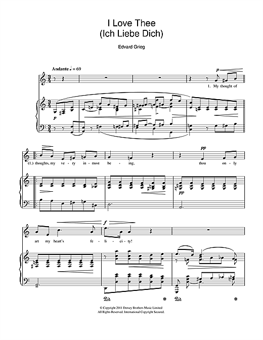 Edvard Grieg I Love Thee Ich Liebe Dich Sheet Music Download Pdf Score 112328
