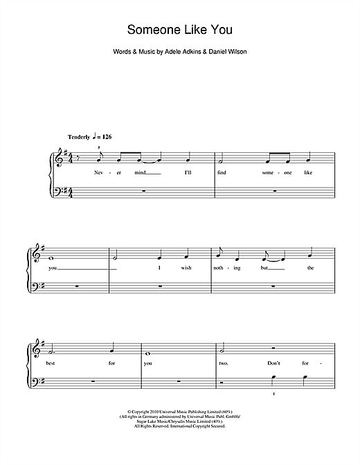 Adele Someone Like You Sheet Music Notes Chords Download Pop
