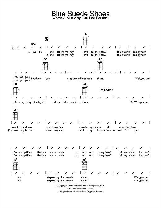 Elvis Presley Blue Suede Shoes Sheet Music Notes Chords
