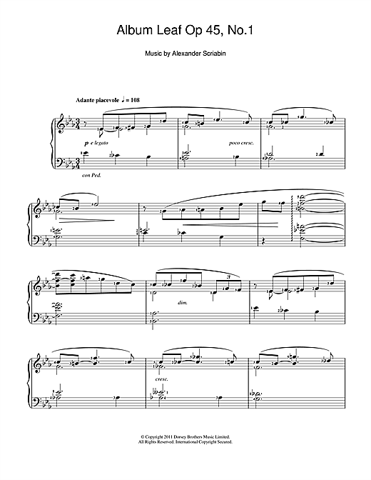 Preview Alexander Scriabin Album Leaf Ragtime sheet music, notes and chords for Piano, SKU: 113031 sheet music, piano notes, chords, guitar tabs, score, transpose, transcribe, how to play, guide, download, learn, tutorial, progression, song, artist, awards, billboard, mtv, vh1, tour, single, album, release
