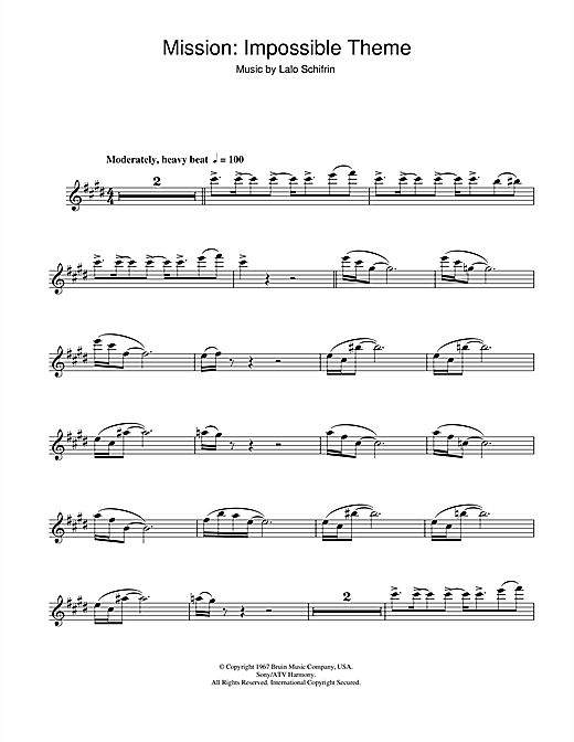 Lalo Schifrin Mission Impossible Theme Mission Accomplished Sheet Music Download Pdf Score 113069