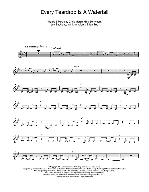 Every Teardrop Is A Waterfall Coldplay 1 Best Sheet Music Deluxe