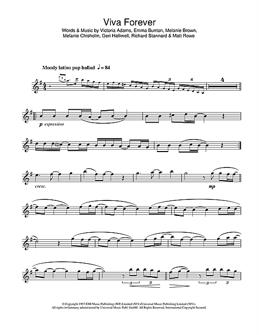 The Spice Girls Viva Forever Sheet Music Notes Chords Download Pop Notes Clarinet Pdf Print 113255