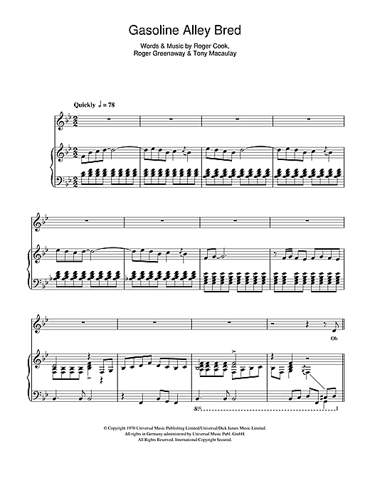 The Hollies Gasoline Alley Bred Sheet Music Download Pdf Score 113638