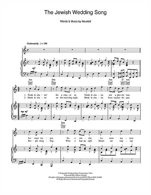 Julie Andrews The Jewish Wedding Song Sheet Music Download Pdf Score 113827