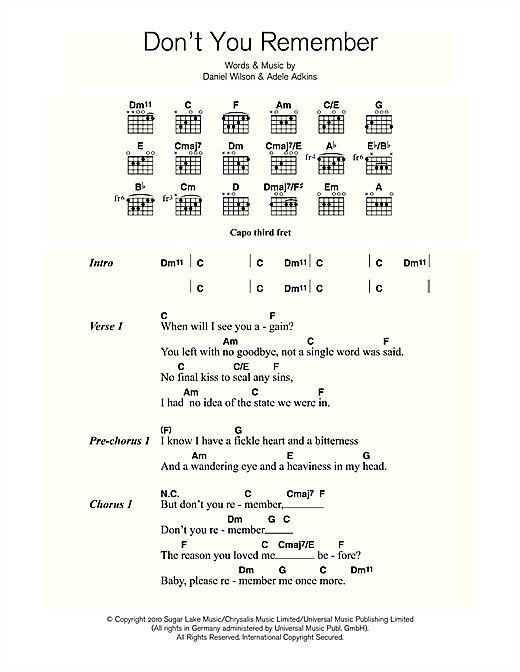Adele Don T You Remember Sheet Music Notes Chords Download Pop