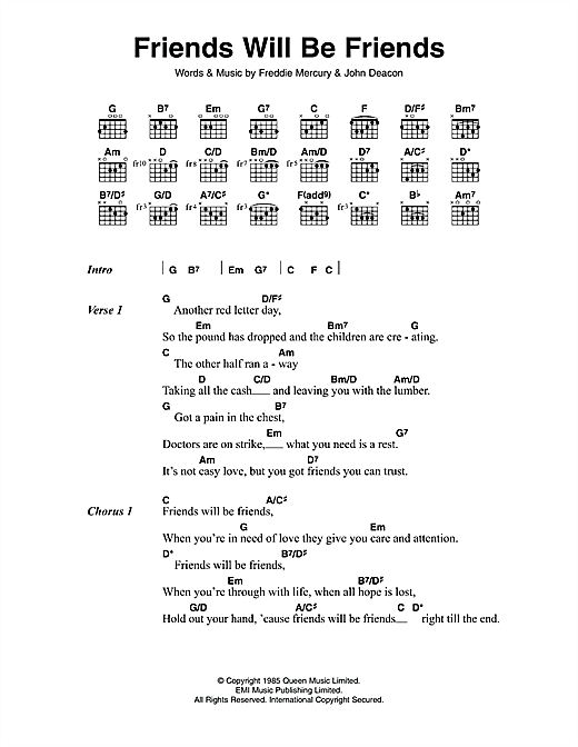 Queen Friends Will Be Friends Sheet Music Notes Chords Download Rock Notes Lyrics Chords Pdf Print 114009