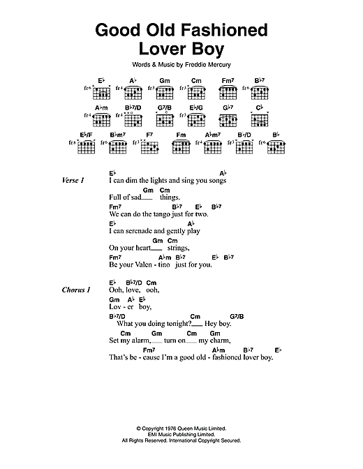 Queen Good Old Fashioned Lover Boy Sheet Music Download Pdf