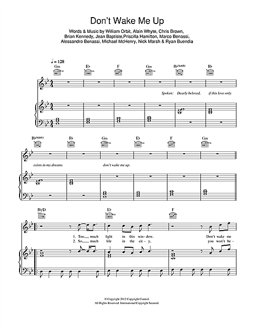Chris Brown Don T Wake Me Up Sheet Music Notes Chords Download R B Notes Piano Vocal Guitar Right Hand Melody Pdf Print 114385