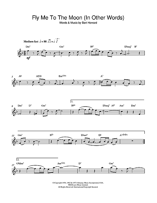 Frank Sinatra Fly Me To The Moon In Other Words Chords Sheet
