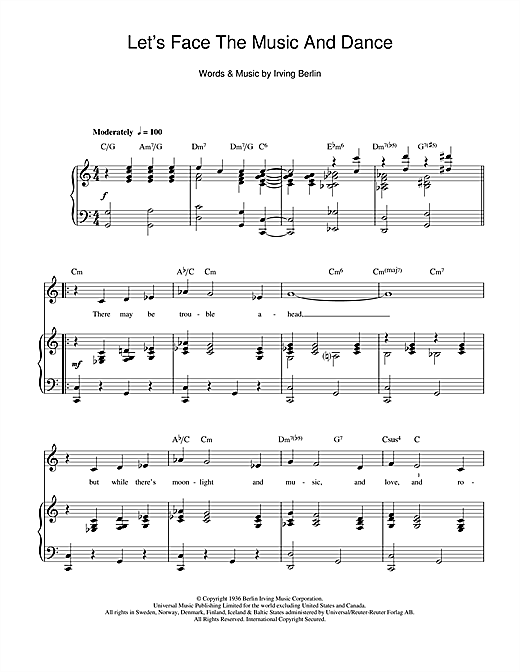 Irving Berlin Let S Face The Music And Dance From Top Hat Sheet Music Download Pdf Score