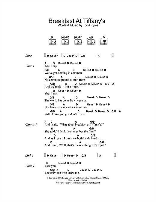 Get Wallpaper Deep Blue Something Breakfast At Tiffany S Sheet Music Notes Desktop Wallpaper Free