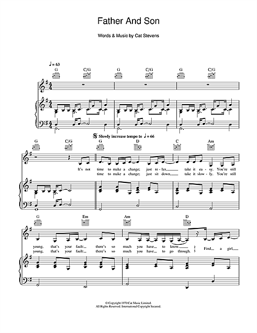 Cat Stevens Father And Son Sheet Music Notes Chords Download