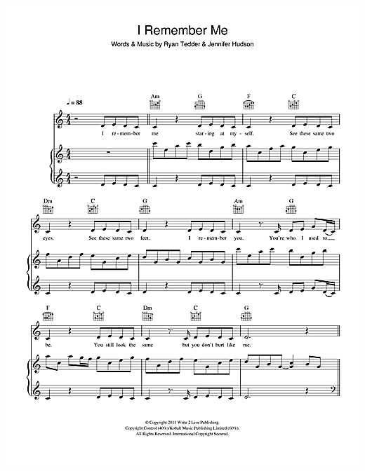 Jennifer Hudson I Remember Me Sheet Music Notes Chords Download
