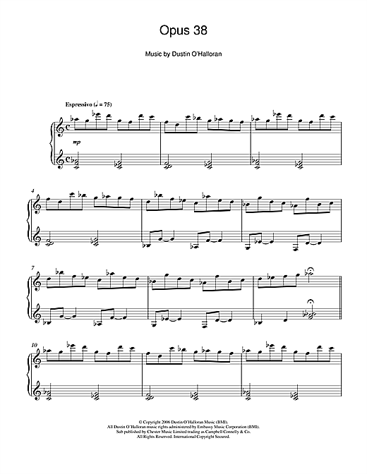 Preview Dustin O'Halloran Opus 38 Classical sheet music, notes and chords for Piano, SKU: 115509 sheet music, piano notes, chords, guitar tabs, score, transpose, transcribe, how to play, guide, download, learn, tutorial, progression, song, artist, awards, billboard, mtv, vh1, tour, single, album, release
