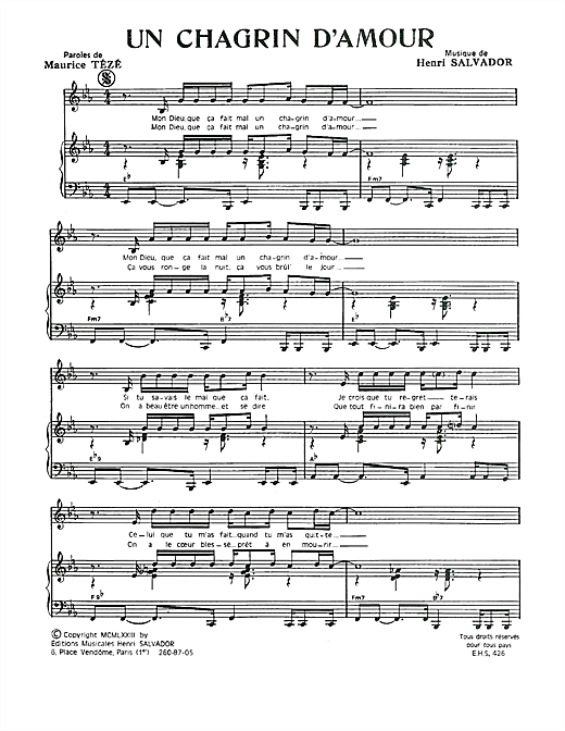 Henri Salvador Chagrin D Amour Sheet Music Download Pdf Score Henri Salvador Chagrin D Amour Sheet Music Download Pdf Score