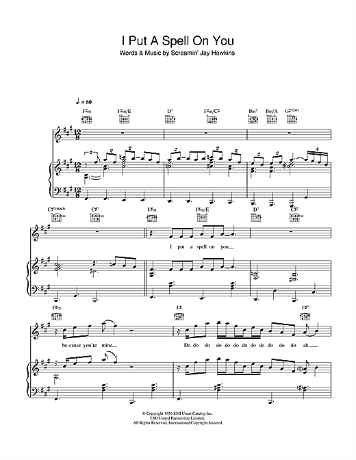 Nina Simone I Put A Spell On You Sheet Music Notes Chords Download Jazz Notes Piano Vocal Guitar Right Hand Melody Pdf Print 116062