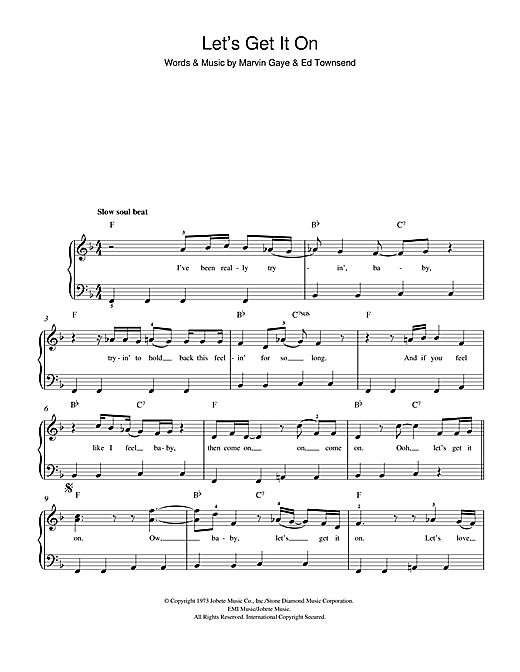 Preview Marvin Gaye Let's Get It On Soul sheet music, notes and chords...
