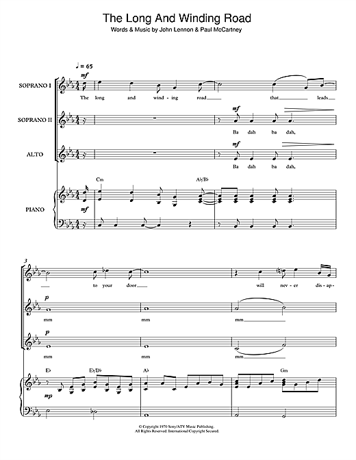 The Beatles The Long And Winding Road Arr Simon Foxley Sheet Music Download Pdf Score