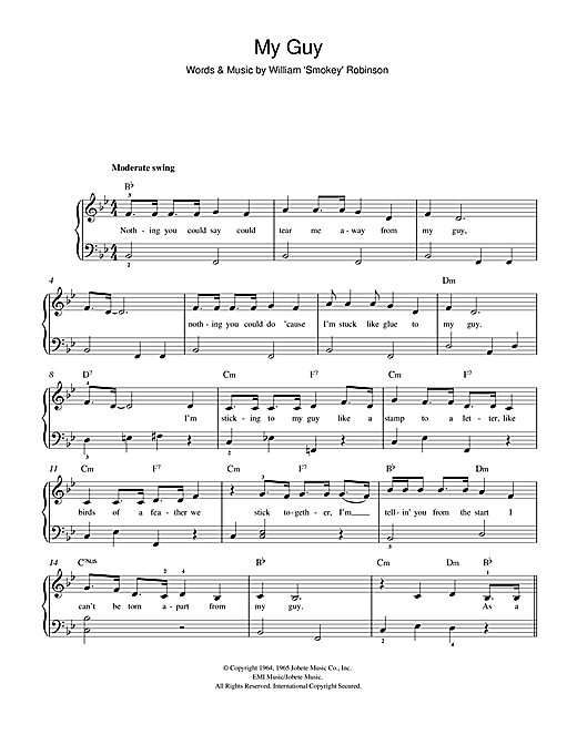 Preview Mary Wells My Guy Soul sheet music, notes and chords for Beginner Piano, SKU: 116331 sheet music, piano notes, chords, guitar tabs, score, transpose, transcribe, how to play, guide, download, learn, tutorial, progression, song, artist, awards, billboard, mtv, vh1, tour, single, album, release
