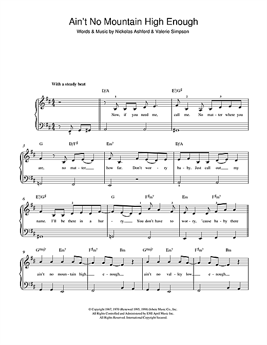 Diana Ross Ain T No Mountain High Enough Sheet Music Notes Chords Download Soul Notes Beginner Piano Pdf Print 116347
