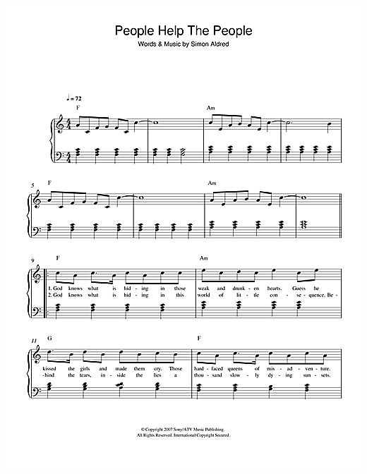 Birdy People Help The People Sheet Music Notes Chords Download